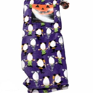 Halloween Gnomes Frankenstein Witch Costume Spooky Plush Throw Blanket Purple